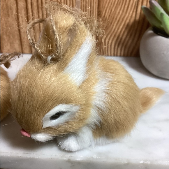 Lot of 3 Faux Fur Adorable Rabbit and Fawn Figurines - Picture 3 of 6